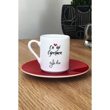 Hedizu Kişiye Özel En Iyi Öğretmen Türk Kahvesi Fincanı Kırmızı Öğretmenler Günü Hediyesi