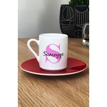 Hedizu Kişiye Özel Baş Harf ve Isim Yazılı Türk Kahvesi Fincanı Kırmızı Doğum Günü Hediyesi