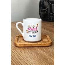 Hedizu Kişiye Özel Bilgisayar Öğretmeni Türk Kahvesi Fincanı Ahşap Altlıklı Öğretmenler Günü Hediyesi