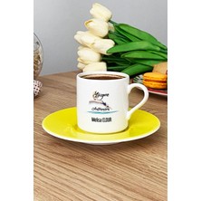 Hedizu Kişiye Özel Kadın Yüzme Antrenörü Türk Kahvesi Fincanı Sarı