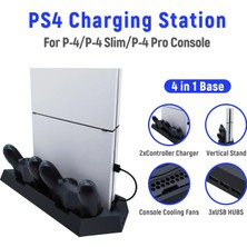 Airstorr TP4-023B Ps4 Slim Pro Için Ek USB Bağlantı Fanlı Noktalı Dikey Şarj Standı