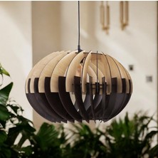 Circle Küre Doğal Ahşap Mdf 3D Lazer Kesim Rustik Salon Avize Modern Salon Ofis Restaurat Aydınlatma