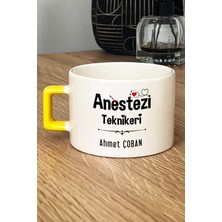 Hedizu Kişiye Özel Anestezi Teknikeri Lüks Fincan Sarı Tıp Bayramı Hediyesi