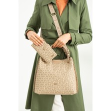 Just Polo Just Polokadın Kum Örgülü 5 Bölmeli El ve Omuz Çantası ve Cüzdan KOMBINI-J2180