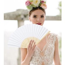 100 adet Bambu - Beyaz Yelpaze