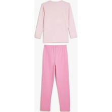 Tavşan Baskılı Uzun Kollu Pamuklu Pembe Kız Çocuk Pijama Takımı 5WLK40017MK
