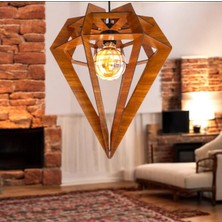 Hü Ma Tasarım ve Aksesuar Modern Ofis Salon Cafe Aydınlatma Tasarım Prizma Doğal Ahşap Mdf 3D Lazer Kesim Rustik Salon Avize