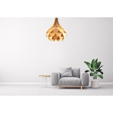 Hü Ma Tasarım ve Aksesuar Palmiye Modern Aydınlatma Tasarım Globe Küre Doğal Ahşap Mdf 3D Lazer Kesim Rustik Salon Avize