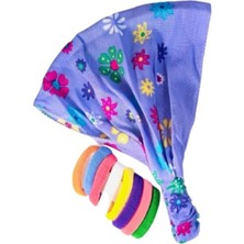 - Desenli Saç Bandanası ve 8'li Havlu Saç Tokası Seti