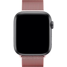 Bagies Apple Watch Seri 10 Uyumlu 42 mm Hasır Çelik Mıknatıslı Milano Kordon Rose Pink