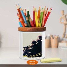 Halkla Birlikte Mustafa Kemal Atatürk Ahşap Seramik Kalemlik - 1