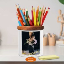 Geleneksel Kıyafetli Kemal Atatürk Ahşap Seramik Kalemlik -s114