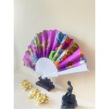 - Hediye Seti - Yazlık Takım Gül Desenli Altın Işıltılı Yelpaze