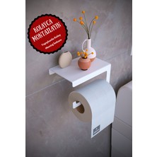 alfams by fmsa Metal Modern Telefon, Aksesuar Raflı Tuvalet Wc Kağıtlık Peçete Askısı Beyaz