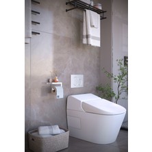 alfams by fmsa Metal Modern Telefon, Aksesuar Raflı Tuvalet Wc Kağıtlık Peçete Askısı Beyaz