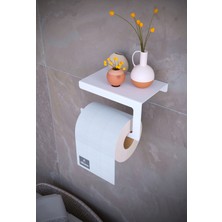 alfams by fmsa Metal Modern Telefon, Aksesuar Raflı Tuvalet Wc Kağıtlık Peçete Askısı Beyaz