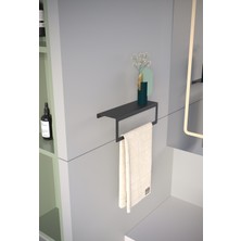 alfams by fmsa Modern Modern Raflı Havlu Tutacağı Metal Mutfak Banyo Havlu Askısı Siyah