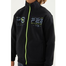 Tommy Life 7-15 Yaş Erkek Çocuk Fermuarlı Dik Yaka Sırt Baskılı Şardonlu Sweatshirt 11021 Lacivert