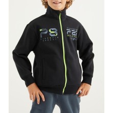 Tommy Life 7-15 Yaş Erkek Çocuk Fermuarlı Dik Yaka Sırt Baskılı Şardonlu Sweatshirt 11021 Lacivert