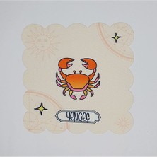 Deco Yengeç Burcu Tasarımlı Dijital Baskılı Lazer Kesim Kokteyl Peçetesi