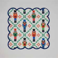 Deco Dekoratif Kurşun Asker Desenli Yılbaşı Temalı Etrafı Nakışlı Kokteyl Peçetesi