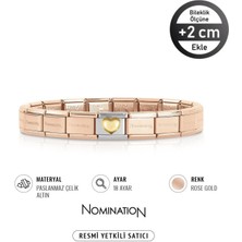 Nomination Italy Composable Klasik 18K Dolgulu Kalp ve Paslanmaz Çelik Bileklik Rose