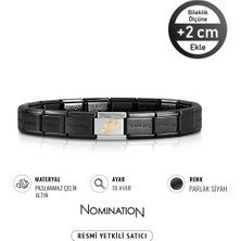 Nomination Italy Composable 18 Ayar Altın Sol Anahtarı ve Çelik Bileklik Parlak Siyah