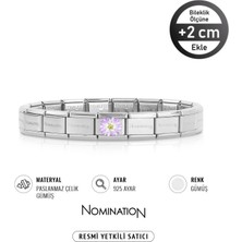 Nomination Italy Composable 925 Ayar Gümüş Lila Beyaz Çiçek ve Çelik Bileklik Sılver