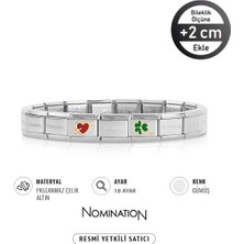 Nomination Italy Composable 18K Altın Oklu Kalp & 18K Altın Yonca Paslanmaz Çelik Silver Sılver