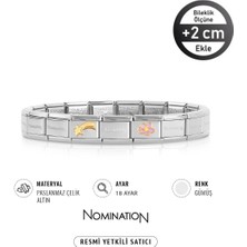 Nomination Italy Composable 18K Altın Kayan Yıldız & 18K Altın Pembe Çiçek Paslanmaz Çelik Silver Sılver