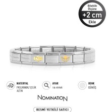 Nomination Italy Composable 18K Altın Fatımanın Eli & 18K Altın Kanatlı Kalp Paslanmaz Çelik Silver Sılver