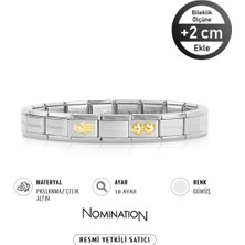 Nomination Italy Composable 18K Altın Fatımanın Eli & 18K Altın Dolgulu Çift Kalp Paslanmaz Çelik Silver Sılver