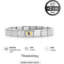 Nomination Italy Composable 18 Ayar Altın Mavi Altın Ay ve Çelik Bileklik Sılver