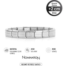 Nomination Italy Composable Silver Çelik Bileklik ve 925 Ayar Gümüş Zirkon Taşlı Harf U