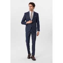 Süvari Slim Kalıp Desenli Yelekli Takım Elbise