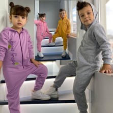 Asel Kids Aselkids Kapüşonlu Ve Fermuarlı Ön Ve Arka Nakışlı Çoçuk Tulum. Mor Renk