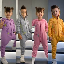 Asel Kids Aselkids Kapüşonlu Ve Fermuarlı Ön Ve Arka Nakışlı Çoçuk Tulum. Mor Renk