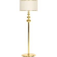 Woodhub Voler Gold Kaplama Üçlü Küre Metal Lambader - Gold Şeritli Krem