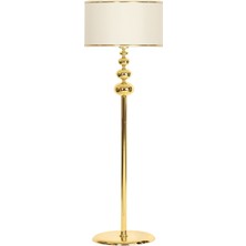 Woodhub Vega Gold Kaplama Üçlü Küre Metal Lambader - Gold Şeritli Krem