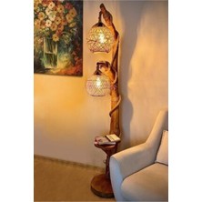 Woodhub Ağaç Lambader 180 cm Marmaris Serisi Doğal Ahşap Lambader Kütük Köşe Aydınlatma