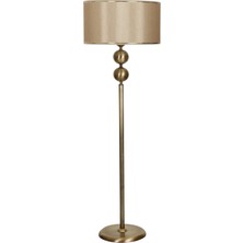 Woodhub Eskitme Kaplama Crotone Metal Tek Ayaklı Lambader Gold Detaylı Mataro Vizon