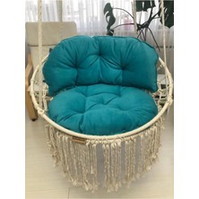 Aslan Butik Makrome Özel Örgü Salıncak Hamak Pamuk Ip 60 x 80 Turkuaz Yastık