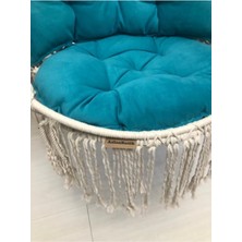 Aslan Butik Makrome Özel Örgü Salıncak Hamak Pamuk Ip 60 x 80 Turkuaz Yastık