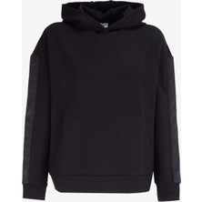 Jeep Kapüşon Yaka Düz Siyah Kadın Sweatshırt J4WL-SWT7401