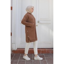 Armine Trend Boydan Fermuarlı Cepli Tunik Camel 24KT410