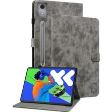 xPhone Store Lenovo Tab P12 Pro 12.7 2025 Gri Için Deri Tablet Kılıfı (Yurt Dışından)