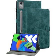 xPhone Store Lenovo Tab P12 Pro 12.7 2025 Koyu Yeşil Için Deri Tablet Kılıfı (Yurt Dışından)