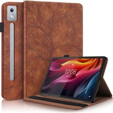 xPhone Store Lenovo Tab P12 / Xiaoxin Pad Pro 12.7 2025 Kahverengi Için Deri Kılıf (Yurt Dışından)