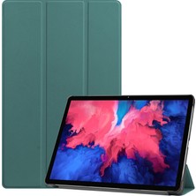 xPhone Store Lenovo Tab P11 (TB-J606F) Için Deri Kılıf Koyu Yeşil (Yurt Dışından)