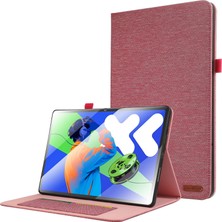 xPhone Store Lenovo Tab P12 12.7 2025 Pembe Için Kumaş Deri Kılıf (Yurt Dışından)